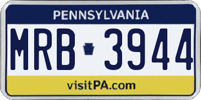 PA license plate MRB3944