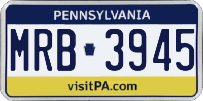 PA license plate MRB3945