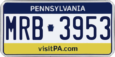 PA license plate MRB3953