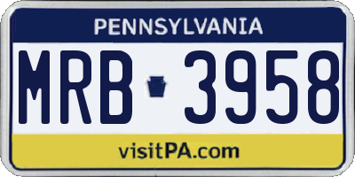 PA license plate MRB3958