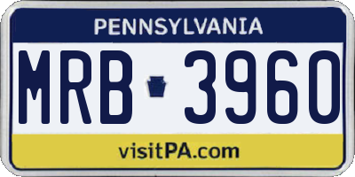 PA license plate MRB3960