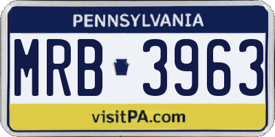 PA license plate MRB3963