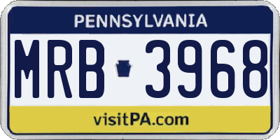 PA license plate MRB3968