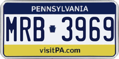 PA license plate MRB3969