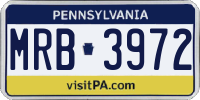 PA license plate MRB3972