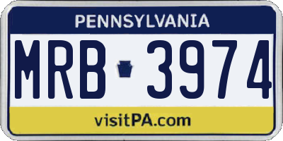 PA license plate MRB3974