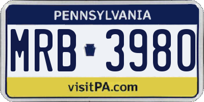 PA license plate MRB3980