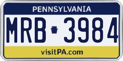 PA license plate MRB3984