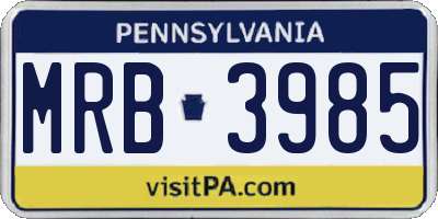 PA license plate MRB3985