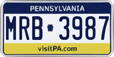 PA license plate MRB3987