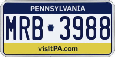 PA license plate MRB3988
