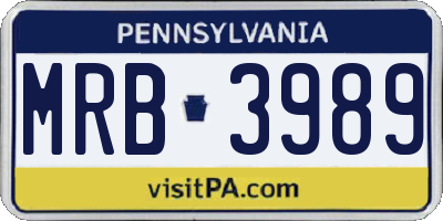PA license plate MRB3989
