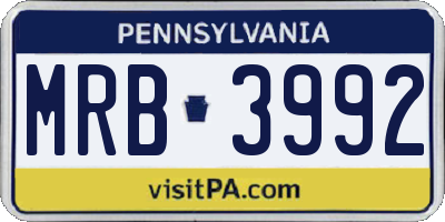 PA license plate MRB3992