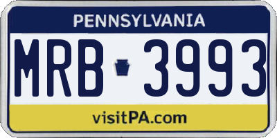 PA license plate MRB3993