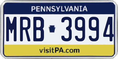 PA license plate MRB3994