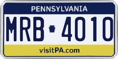 PA license plate MRB4010