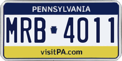 PA license plate MRB4011