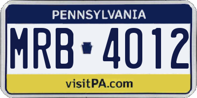 PA license plate MRB4012