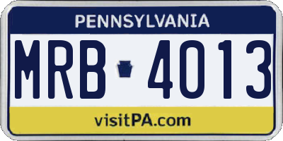 PA license plate MRB4013