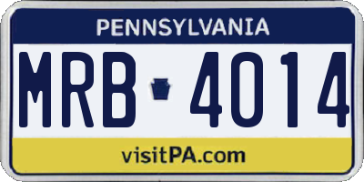 PA license plate MRB4014