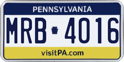 PA license plate MRB4016
