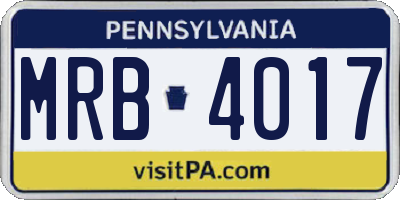 PA license plate MRB4017