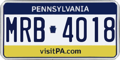 PA license plate MRB4018