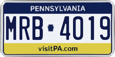 PA license plate MRB4019