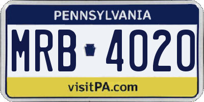 PA license plate MRB4020