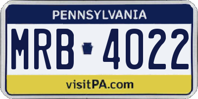 PA license plate MRB4022