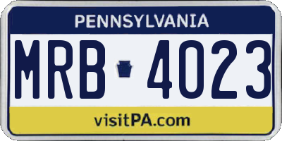 PA license plate MRB4023