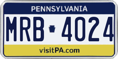 PA license plate MRB4024