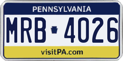 PA license plate MRB4026