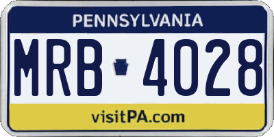 PA license plate MRB4028
