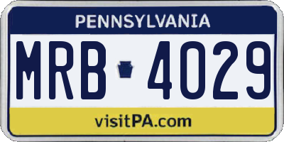PA license plate MRB4029