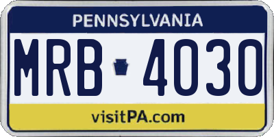 PA license plate MRB4030