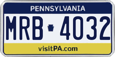 PA license plate MRB4032