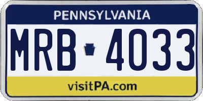 PA license plate MRB4033