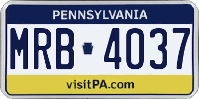 PA license plate MRB4037