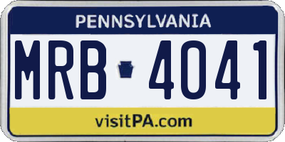 PA license plate MRB4041