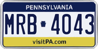 PA license plate MRB4043
