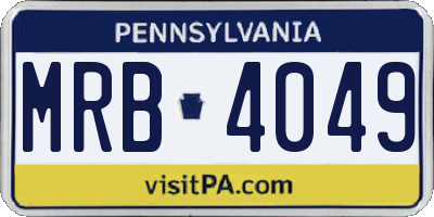 PA license plate MRB4049