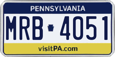 PA license plate MRB4051