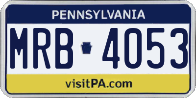 PA license plate MRB4053