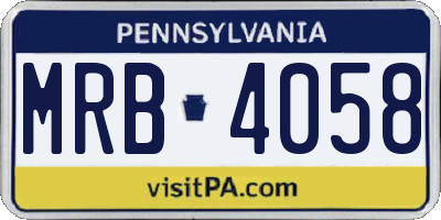 PA license plate MRB4058