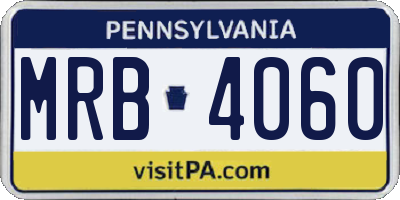 PA license plate MRB4060