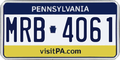 PA license plate MRB4061