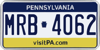 PA license plate MRB4062
