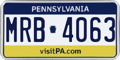 PA license plate MRB4063