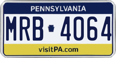 PA license plate MRB4064